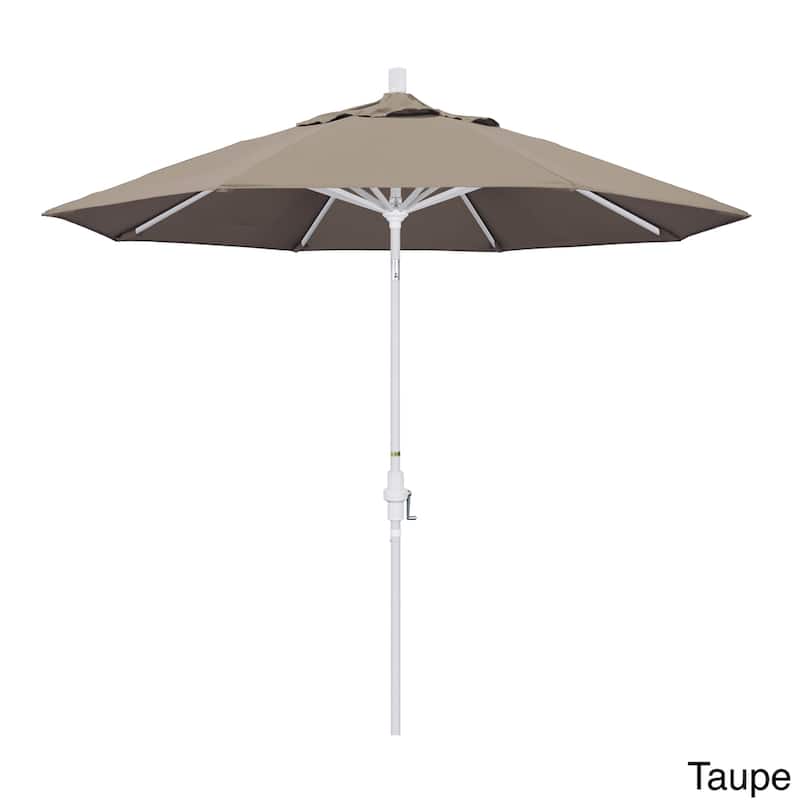 California Umbrella 9' Rd. Aluminum Patio Umbrella, Deluxe Crank Lift with Collar Tilt, White Frame Finish, Sunbrella Fabric