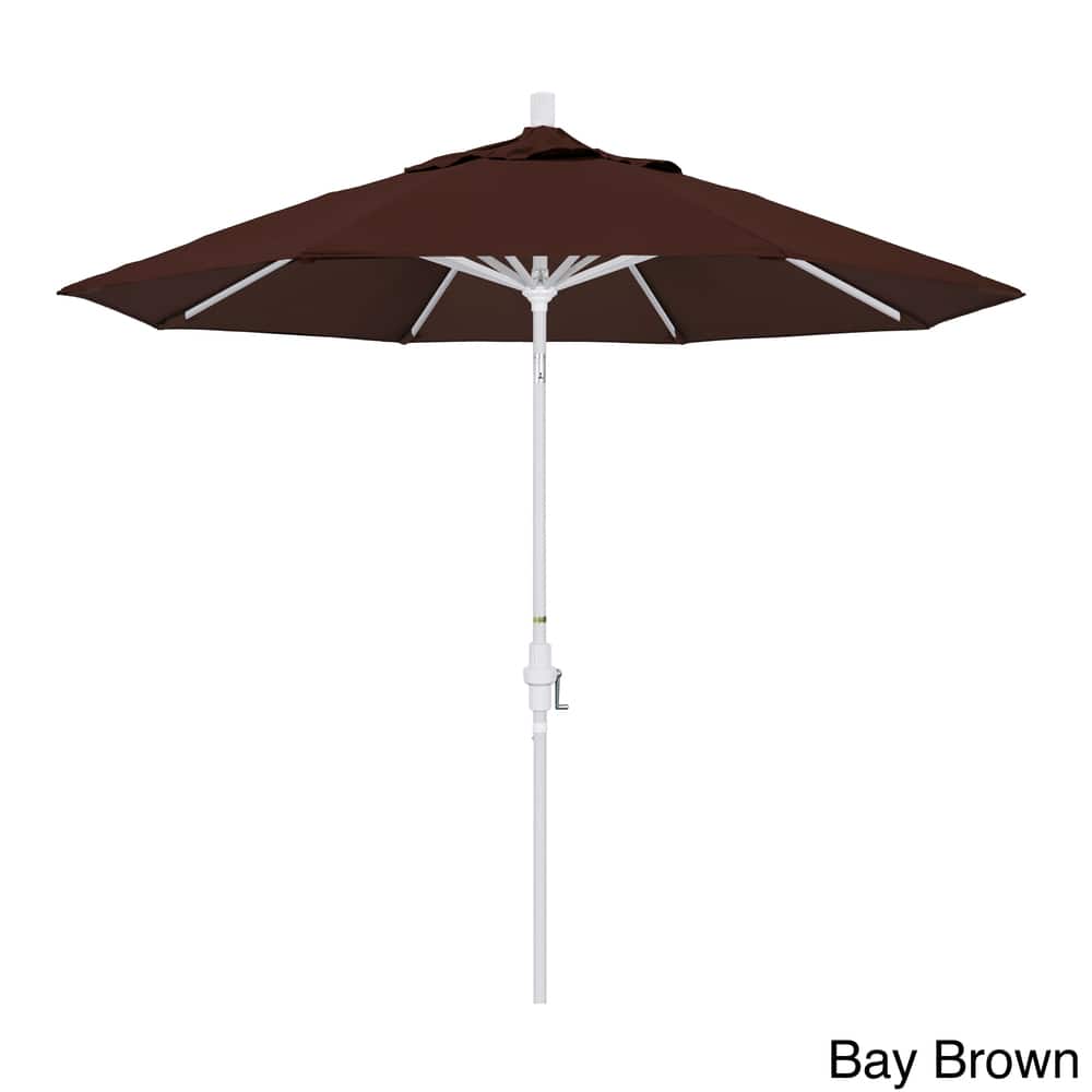 California Umbrella 9' Rd. Aluminum Patio Umbrella, Deluxe Crank Lift with Collar Tilt, White Frame Finish, Sunbrella Fabric