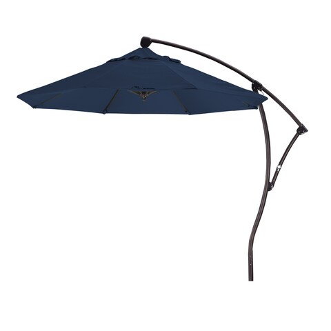 California Umbrella 9' Rd Aluminum Cantilever Market Umbrella, Crank Lift, 360 Degree Rotation, Bron