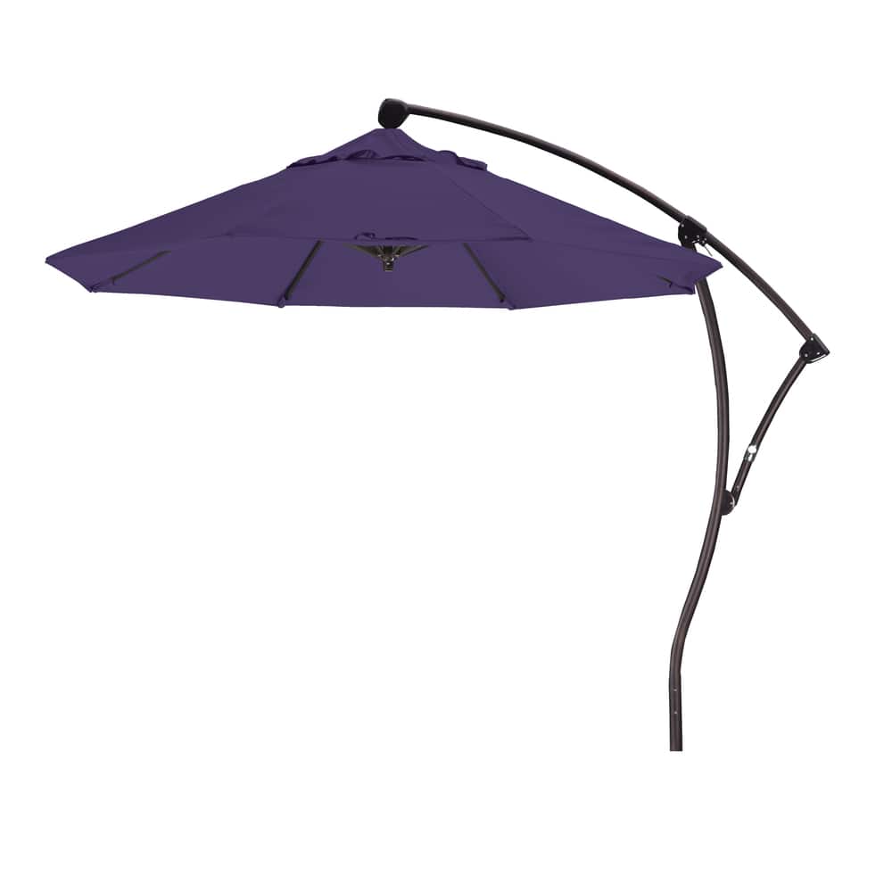 California Umbrella 9' Rd Aluminum Cantilever Patio Umbrella, Crank Lift, 360 Degree Rotation, Bron
