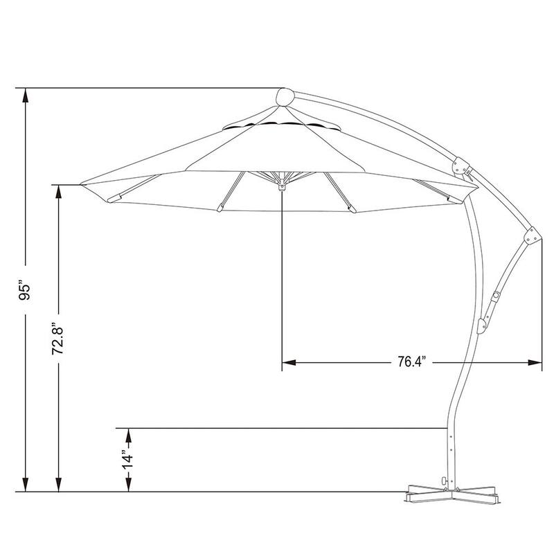 California Umbrella 9' Rd Aluminum Cantilever Patio Umbrella, Crank Lift, 360 Degree Rotation, Bronze Finish, Sunbrella Fabric