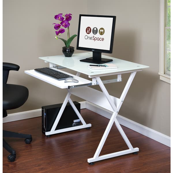 Shop Onespace 50 Jn1201 White Ultramodern Glass Computer Desk With