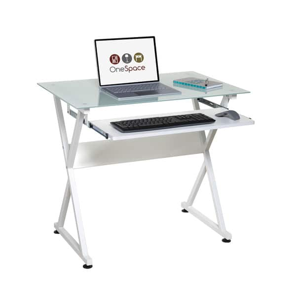 Shop Onespace 50 Jn1201 White Ultramodern Glass Computer Desk With