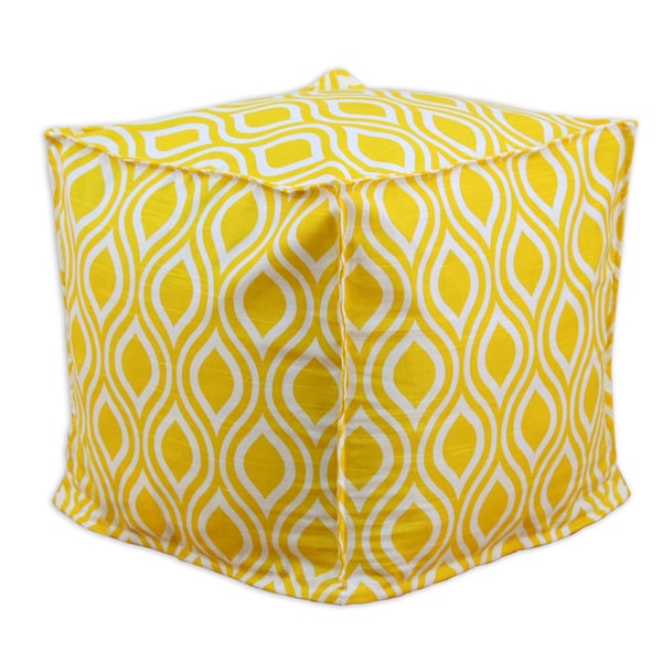 Nichole Corn Yellow and White Cotton 12.5-inch Square Ottoman. Opens flyout.