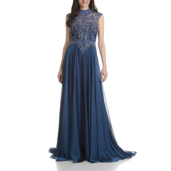 mac duggal beaded cape gown