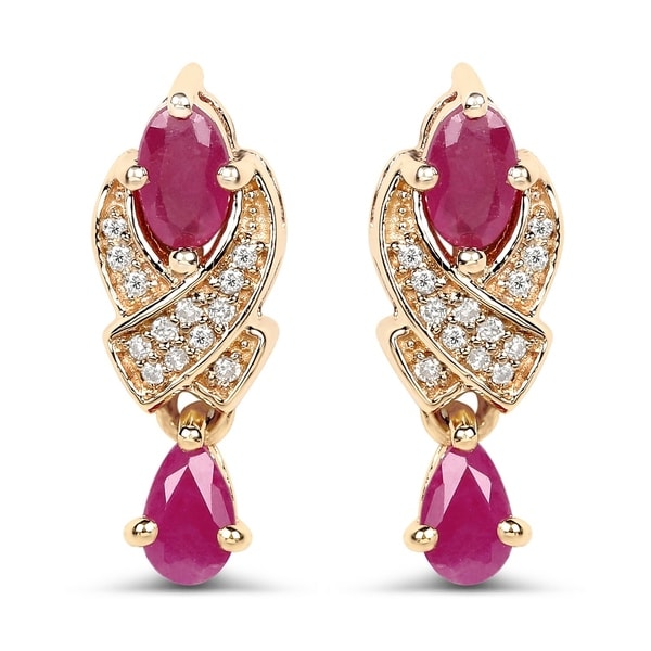 Malaika 14k Yellow Gold 1 12 Carat Genuine Ruby And White Malaika 14k Yellow Gold 1 12 Carat Genuine Ruby And White Diamond Earrings