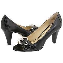 AK Anne Klein Maia Black Leather Pumps/Heels