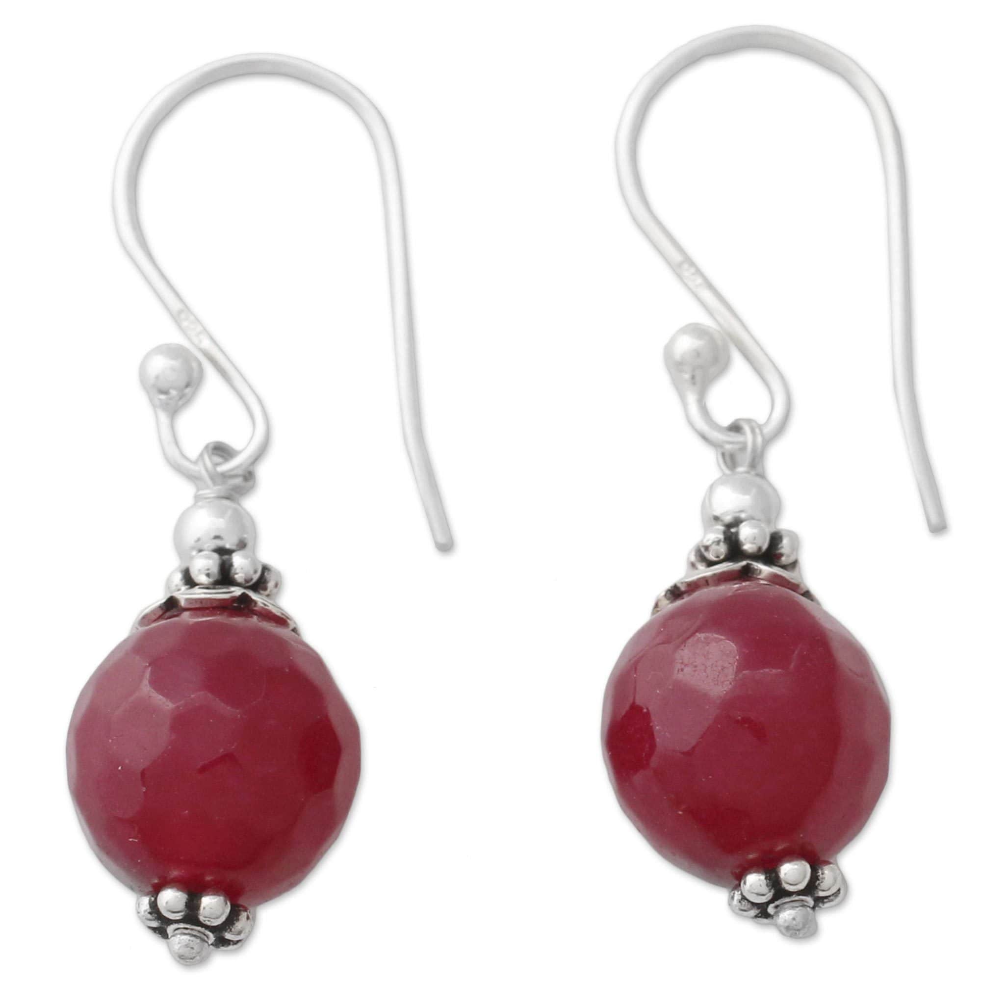 Handmade Sterling Silver Glorious Red Agate Earrings India Glorious Red Agate Earrings