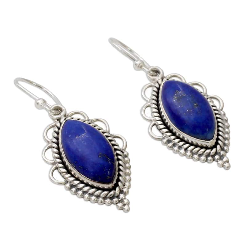 Handmade Sterling Silver 'Indian Ocean' Lapis Lazuli Earrings (India)