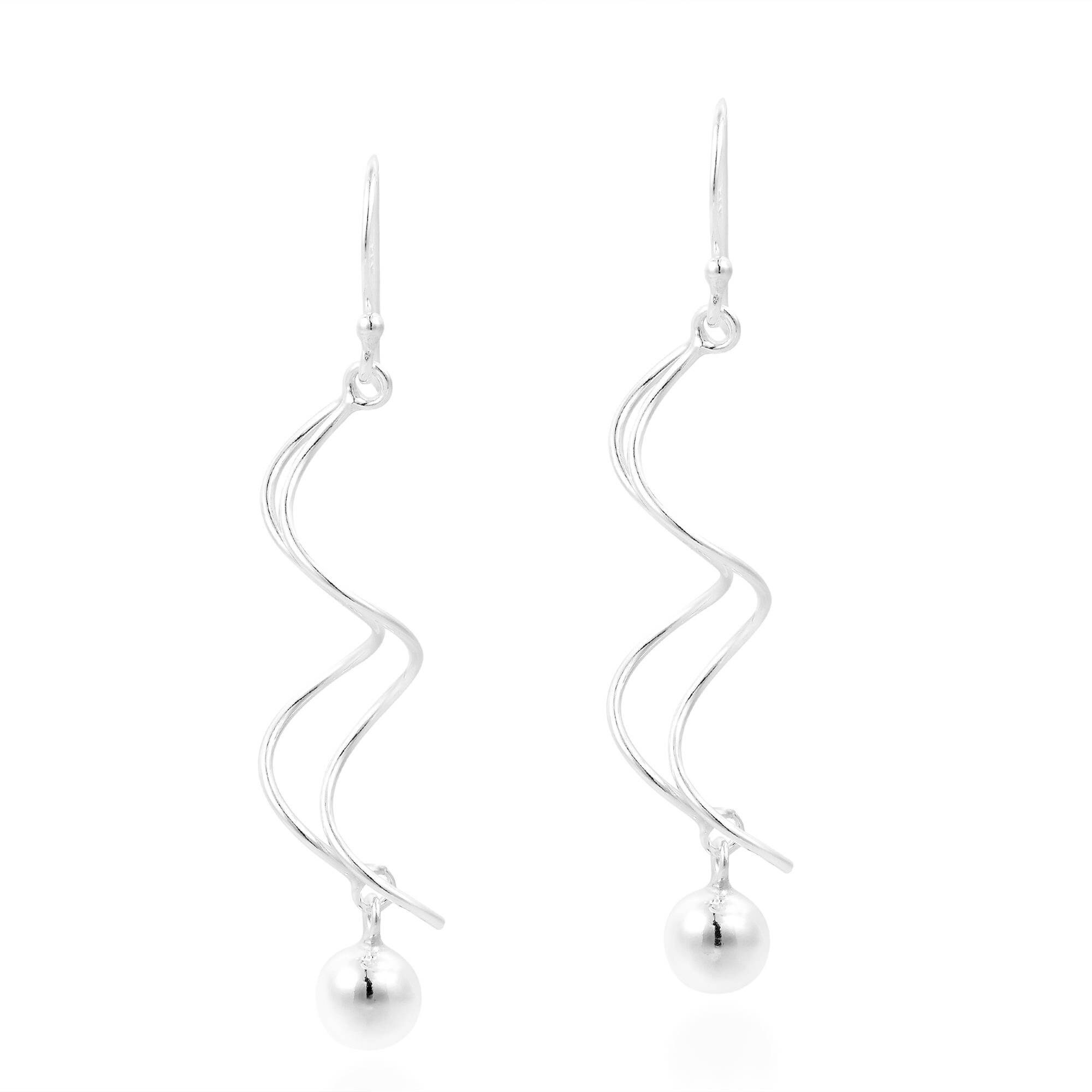 Sterling Silver Water Drop Spiral Earrings S Shape Twist Stud Earrings for Women