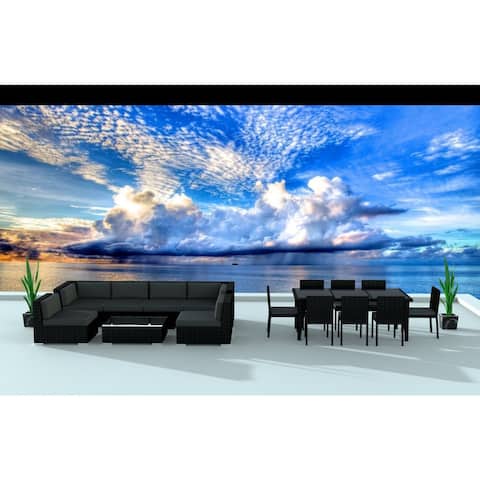 Urban Furnishing Black Series 16-piece Outdoor Dining and Sofa Sectional Patio Furniture Set