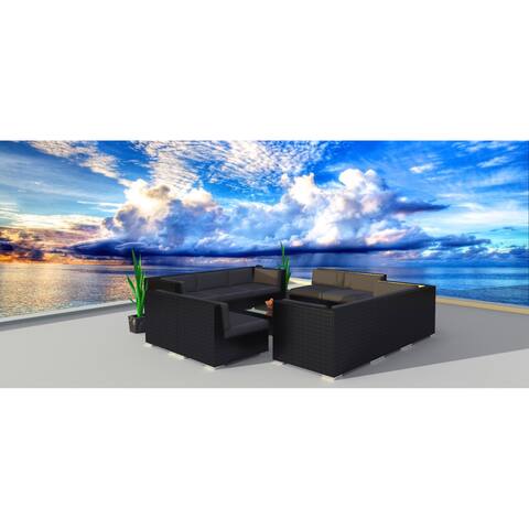 Urban Furnishing Black Series 11a Wicker Rattan Patio Furniture Set