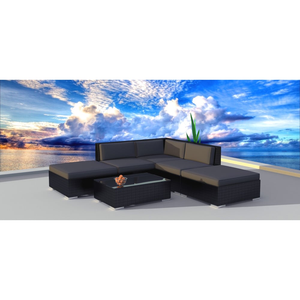 Urban Furnishingsurban Furnishing Black Wicker Rattan Outdoor Sofa Sectional Black Wicker Charcoal Cushion Dailymail