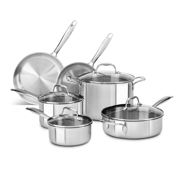 Shop Kitchenaid Stainless Steel 10-piece Tri-ply Cookware Set 