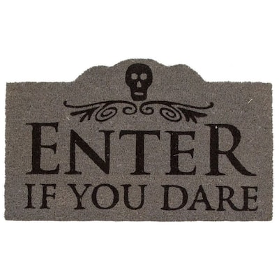 Entryways Enter If You Dare Black/Grey Coir Non-slip Doormat