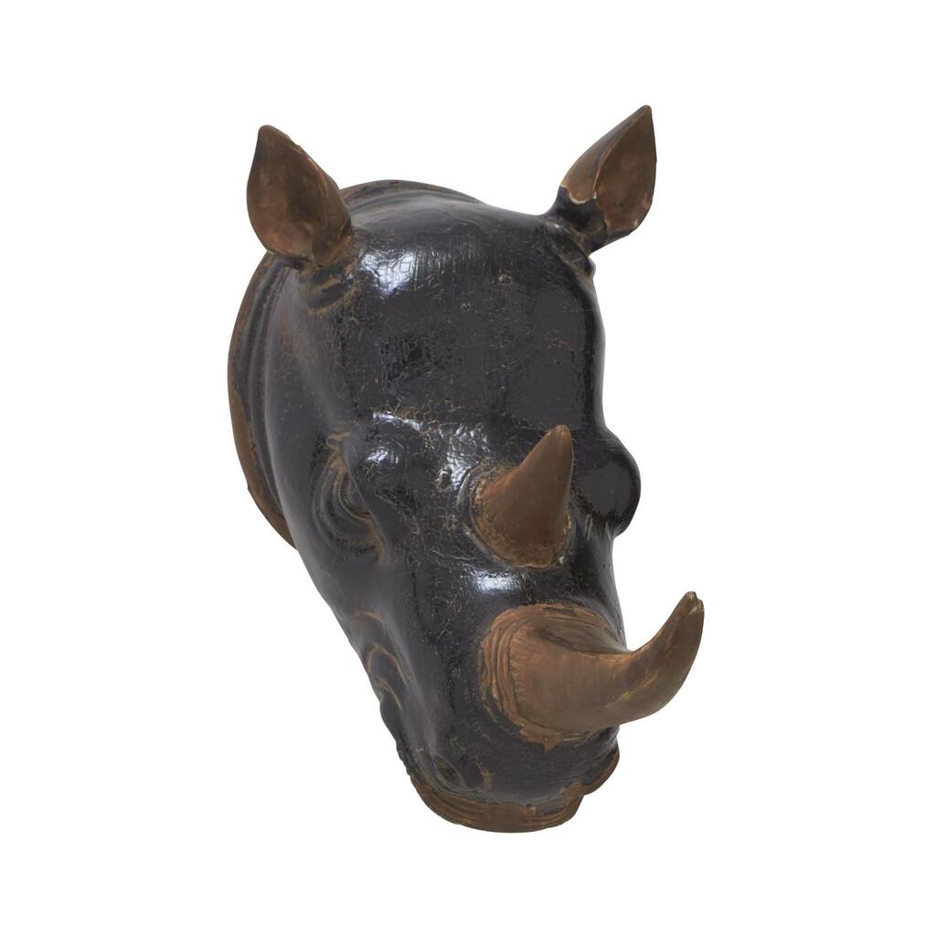 Black/Brown Fiberglass Rhino Trophy Head