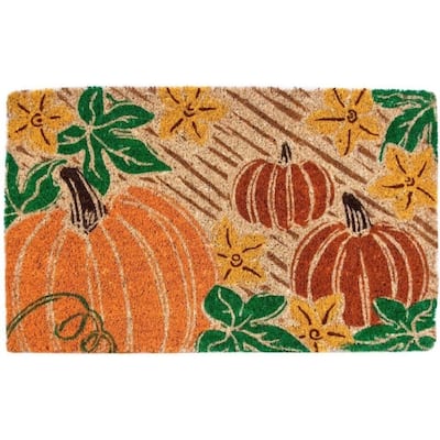 Entryways Pumpkin Patch Coir Hand-woven Doormat