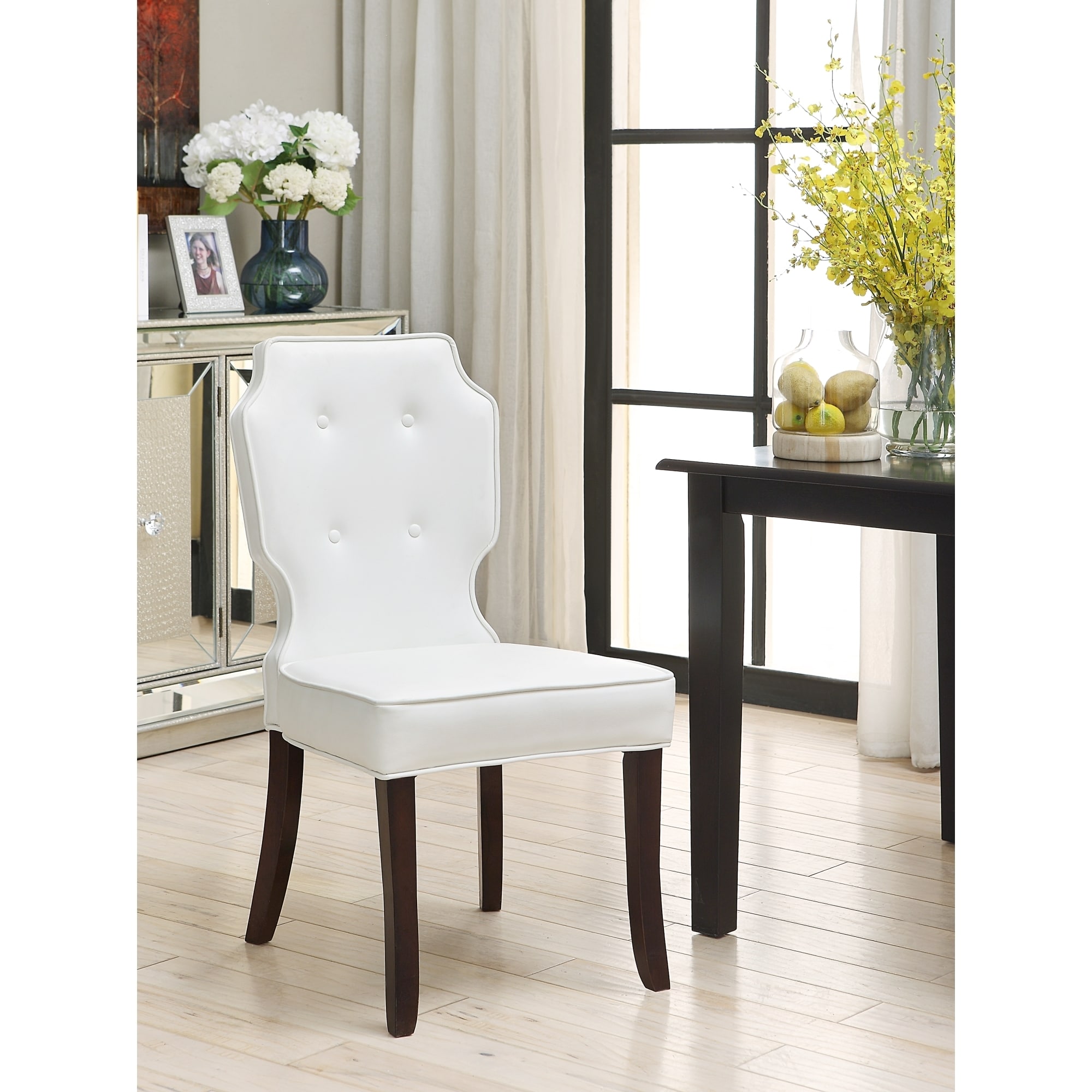 Leather button dining online chairs