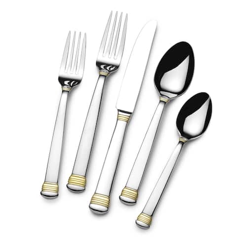 St. James Capitol Dome Gold Accent 18/10 Stainless Steel 65-piece Flatware Set