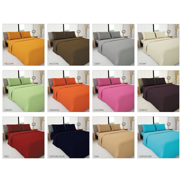 Novelty Bedding Colors of Life Solid Sheet Set with Piping Accent