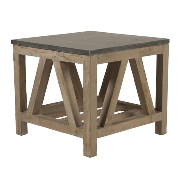 Albert Stone Brown Concrete And Wood End Table Overstock 12004106