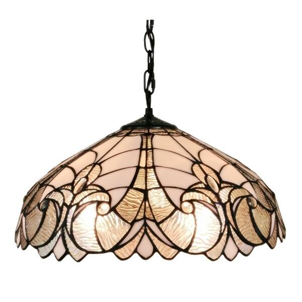 Amora Lighting Am206hl18 White 18 Inch Floral Tiffany Style Hanging Lamp