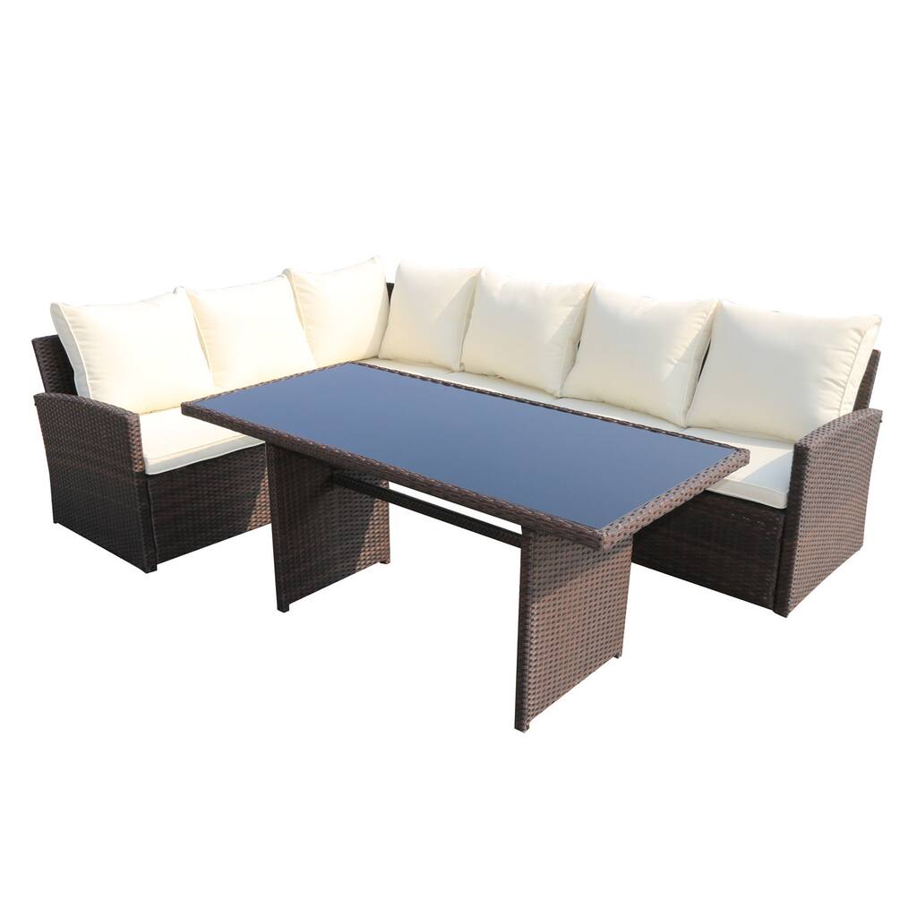 Barcelona Rattan Sofa Patio Dining Set