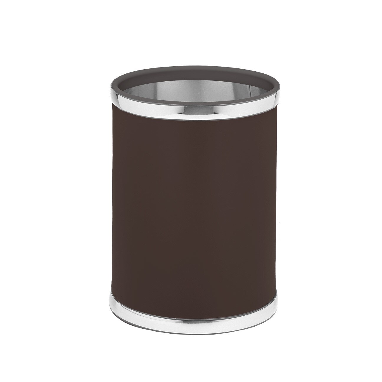 polished chrome bathroom trash can