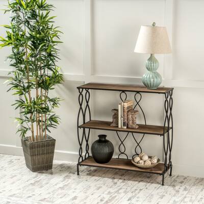 Mia Modern Industrial 2 Shelf Firwood Bookcase by Christopher Knight Home - 33.50" W x 12.00" D x 34.00" H