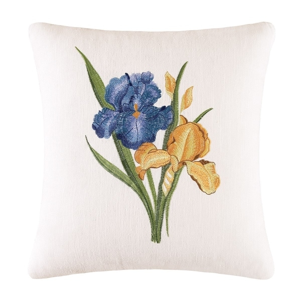 Iris Embroidered Throw Pillow