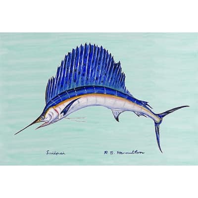 Betsy Drake Coastal Sailfish Polyester Doormat