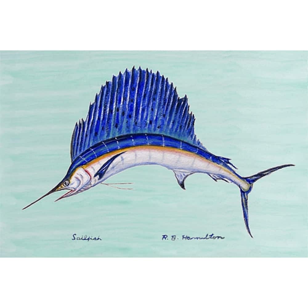 Betsy Drake Coastal Sailfish Polyester Doormat
