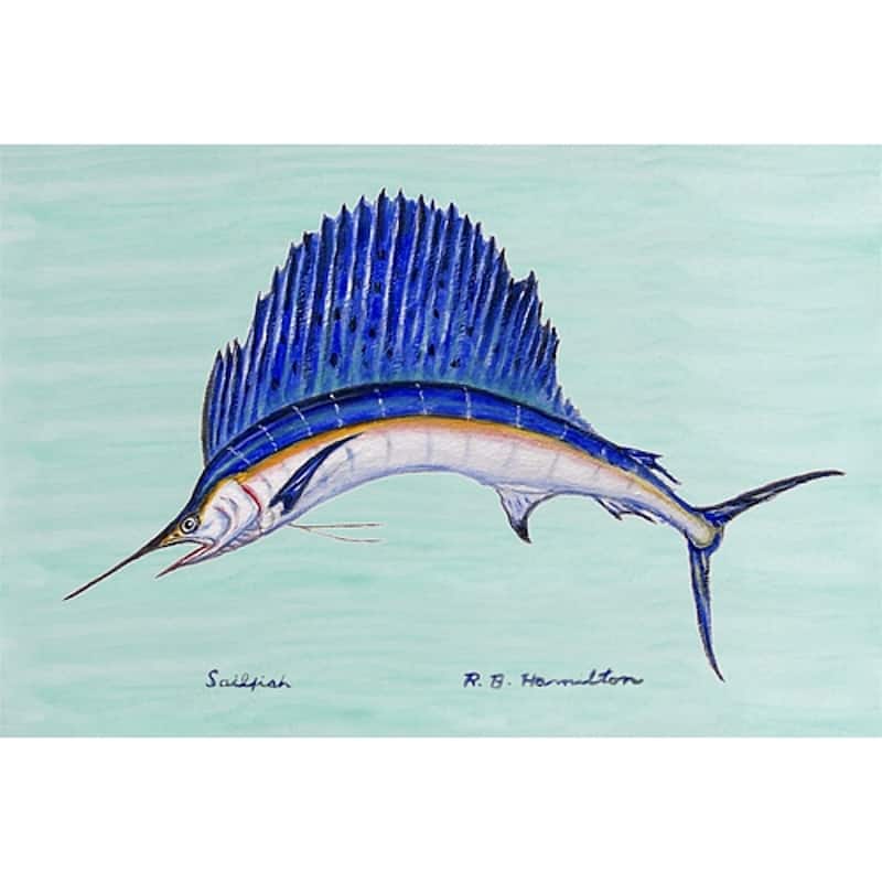 Betsy Drake Coastal Sailfish Polyester Doormat