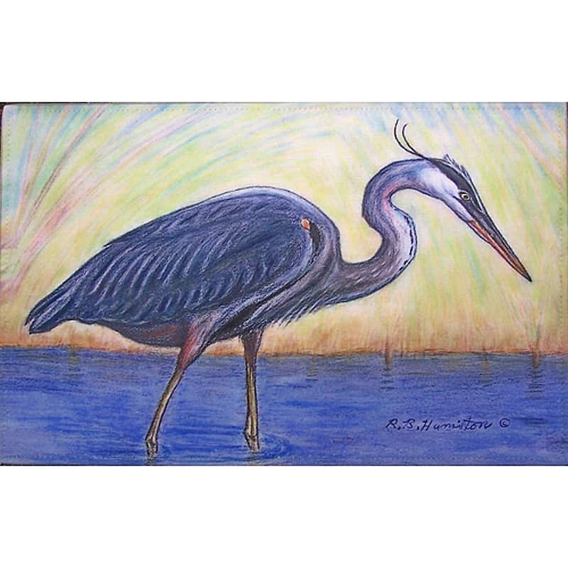 Betsy Drake Coastal Blue Heron Door Mat - 18x26