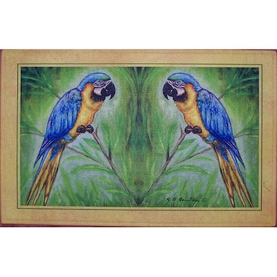 Betsy Drake Coastal Blue Macaw Door Mat