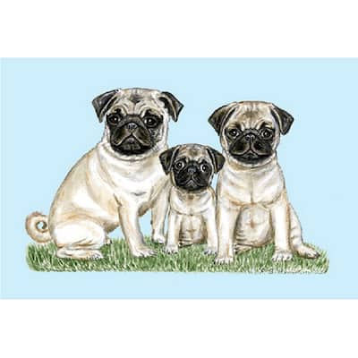 Betsy Drake Pet Pugs Door Mat