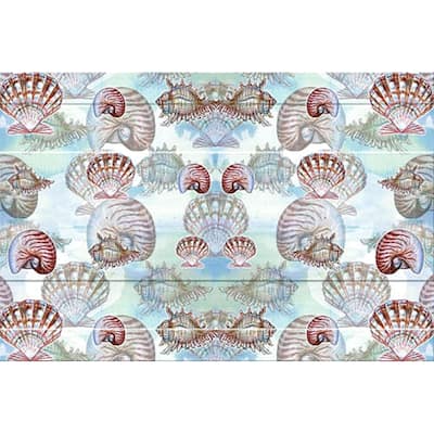 Betsy Drake Coastal Shells Multicolor Polyester Door Mat