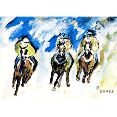 Betsy Drake Horse Racing Polyester Door Mat