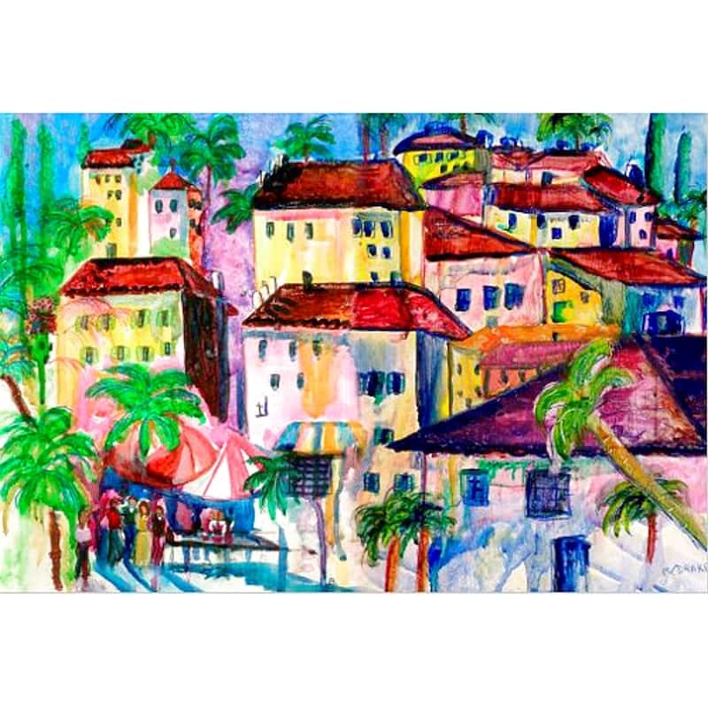 Betsy Drake Garden Fun City Multicolored Polyester Door Mat