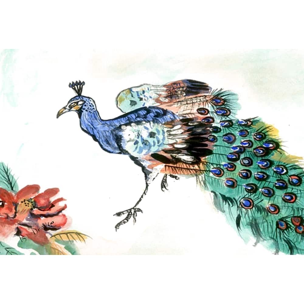 Garden Peacock Multicolored Polyester Door Mat