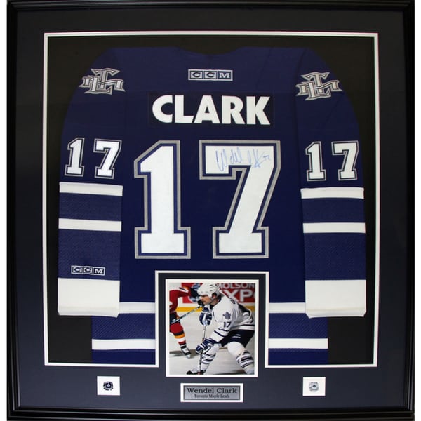 Shop Wendel Clark Toronto Maple Leafs Signed Blue Jersey Frame - Free ...