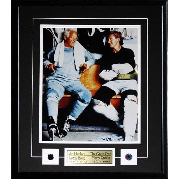 Wayne Gretzky and Gordie Howe Locker Room 11x14 Frame