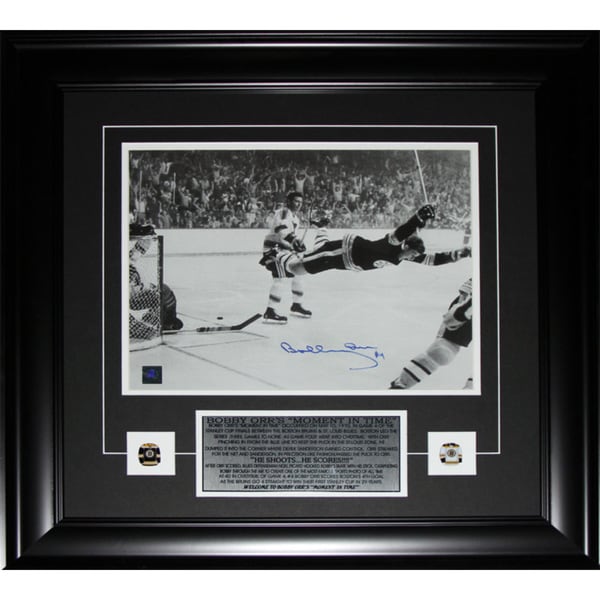 Bobby Orr Overtime Goal Black and White 11x14 Signed Frame