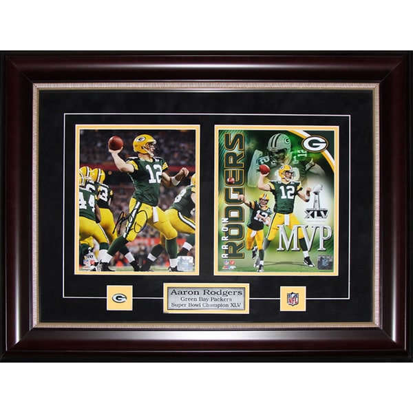 Aaron Rodgers Green Bay Packers Signed 2-photo Frame