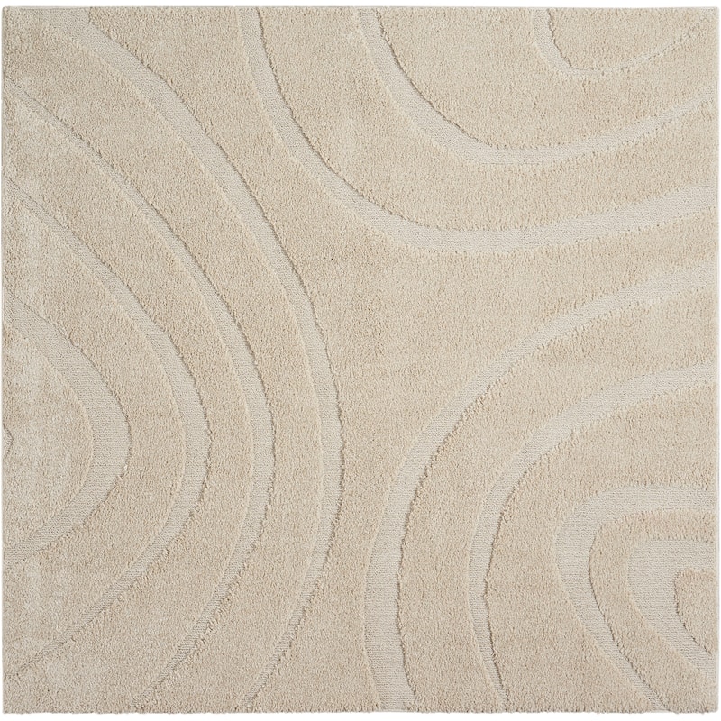Nourison Austin ASTN1 Shag Area Rug - 6'7" Square - Cream - Square