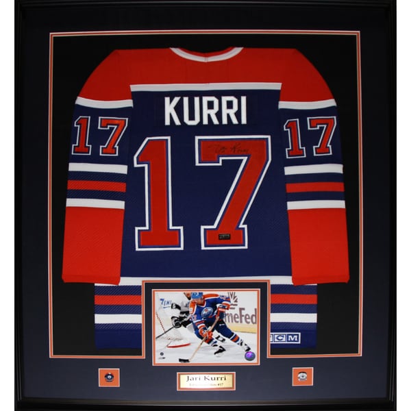 Jari Kurri Edmonton Oilers Signed Jersey Frame