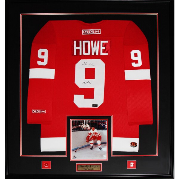 Gordie Howe Detroit Red Wings Signed Red Jersey Frame