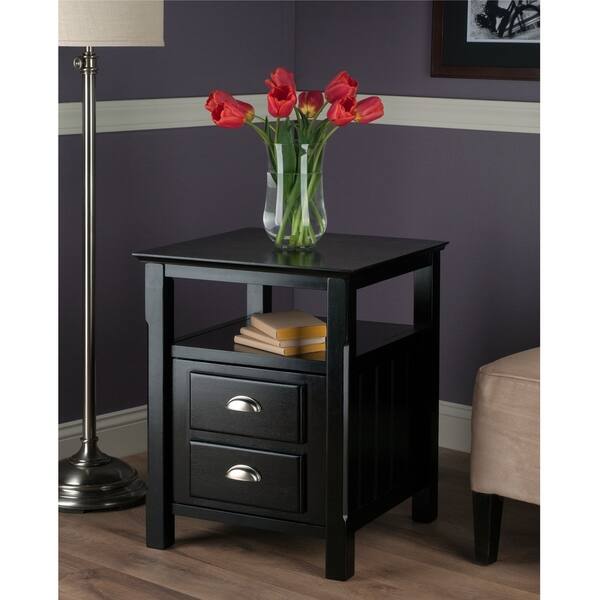 Shop Winsome Timber Open Shelf Night Stand With Drawer Overstock 12008220