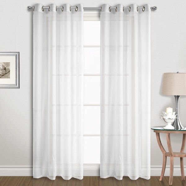 Luxury Collection Extra-wide Grommet Sheer Voile Curtain Panel Pair. Opens flyout.