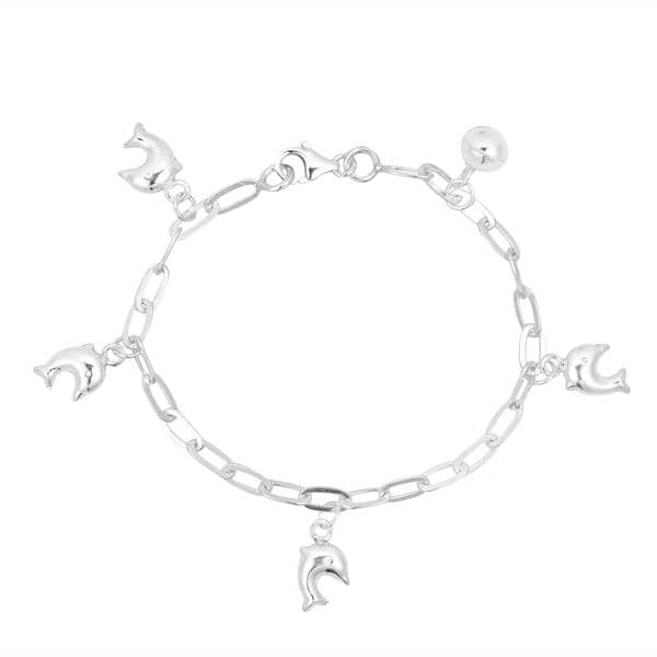 925 Sterling Silver Polished Heart Star and Dolphin Anklet 9inch Ideal Gifts For Women
